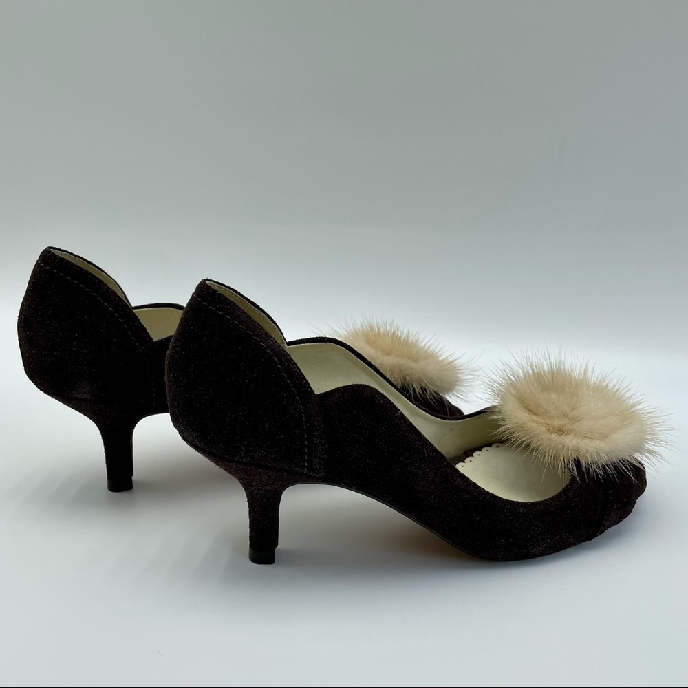 Kristen Randolph Chocolate Suede Leather Heels Size  7 - Picture 11 of 15